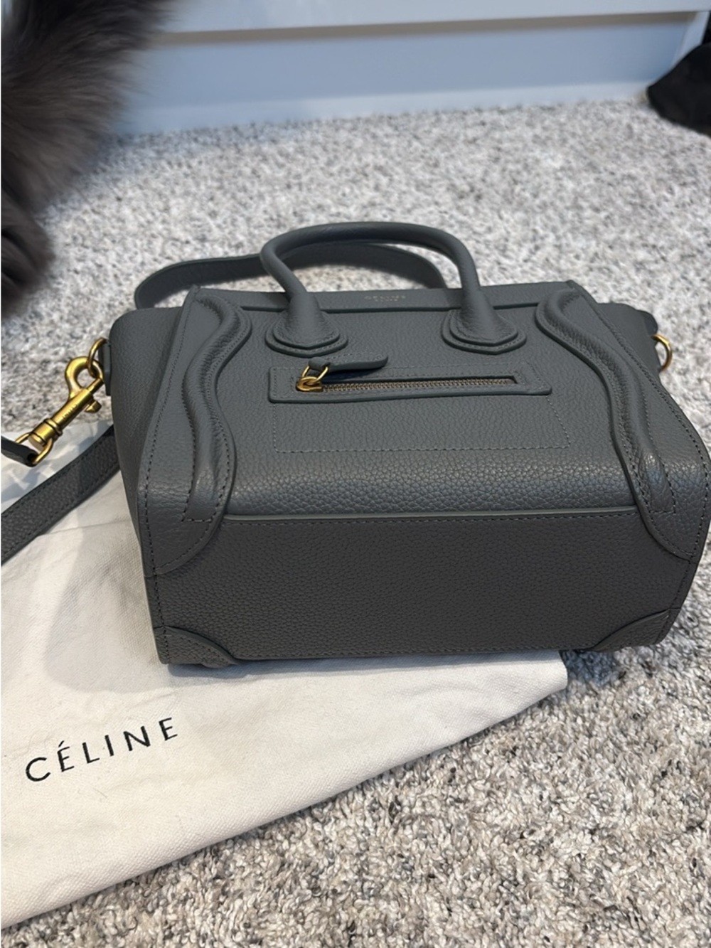 Celine Nano luggage bag purse Kohl gray crossbody mini small - Picture 8 of 11